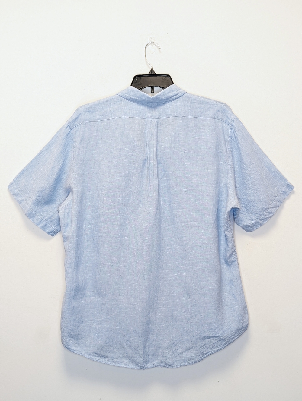 Brooks Brothers Linen Shirt XL Light Blue Button Front Short Sleeve Textured - Picture 8 of 13